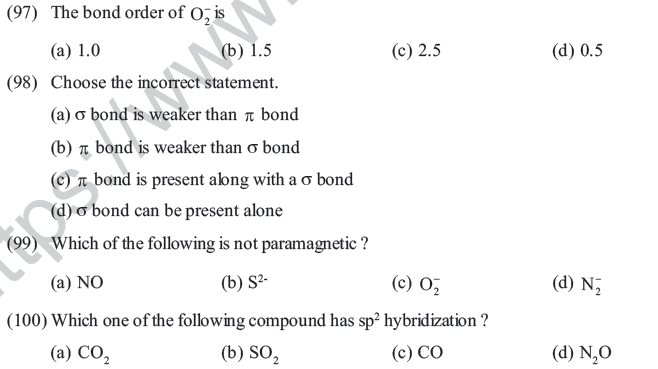 NEET UG Chemistry Chemical Bonding MCQs, Multiple Choice Questions